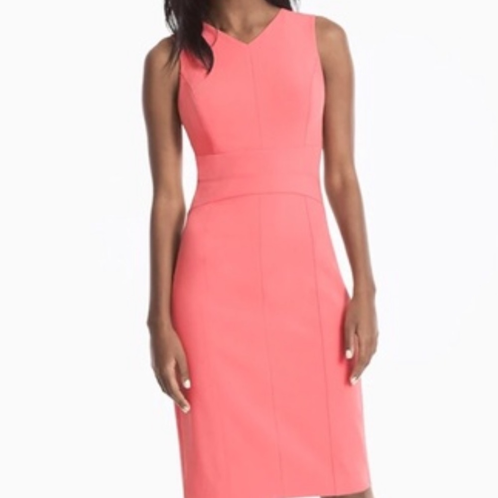 White House Black Market Coral Sheath Midi Dress